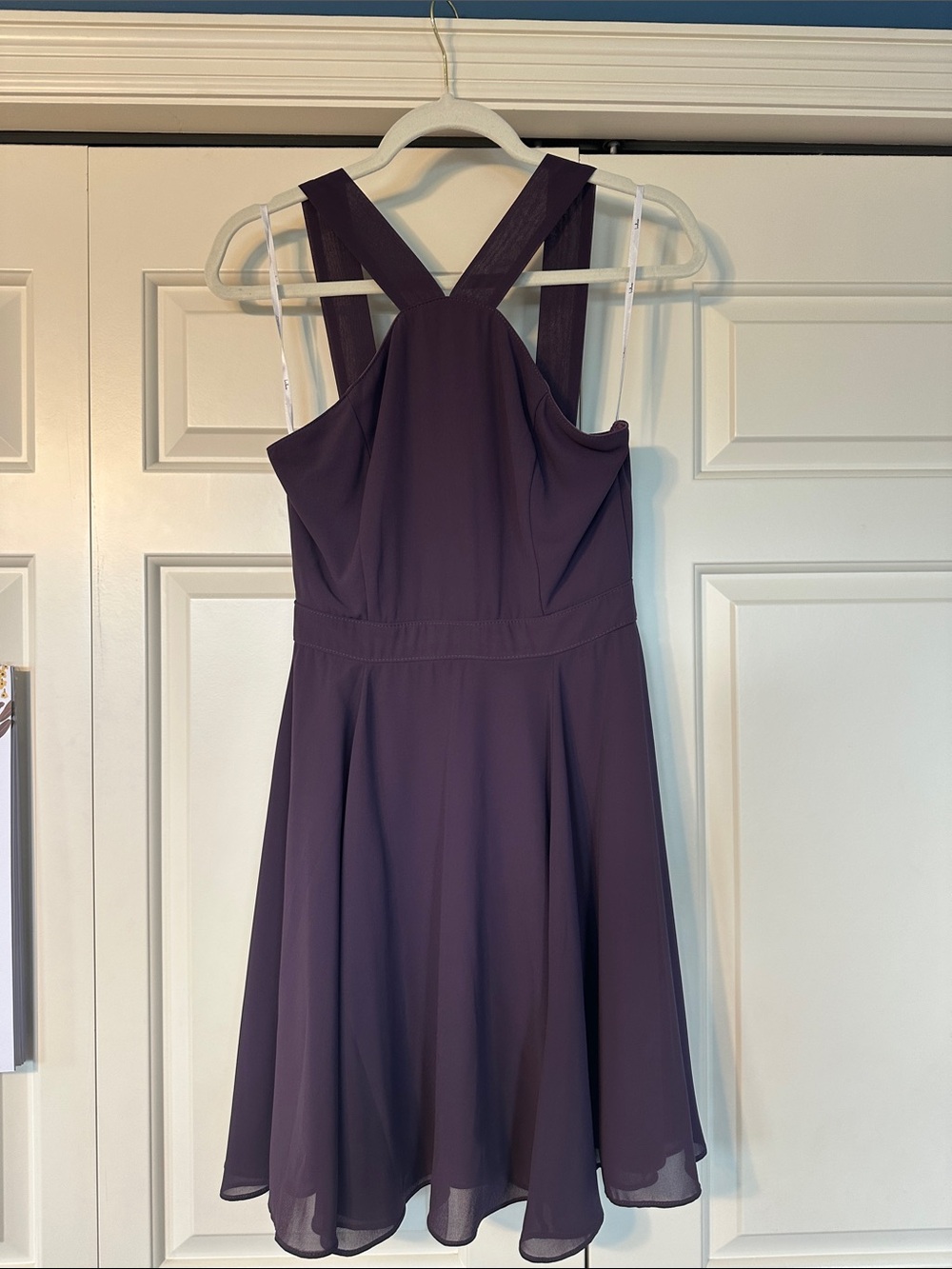 Lulu's Plum Cross-Back A-Line Mini Dress